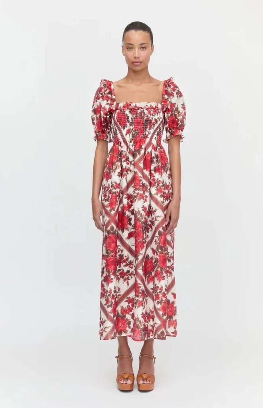 NWOT Hill House Home The Scarlett Nap Dress Red Diamond Rose Size S